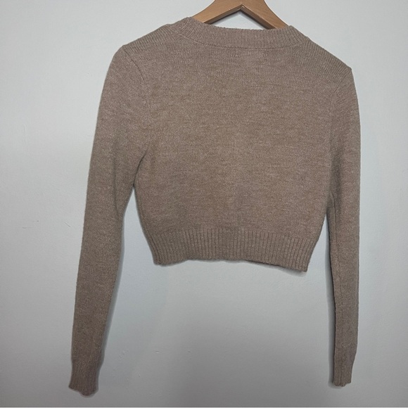 Full Tilt Tan Cropped Knit Long Sleeve Cardigan Size Small EUC - Picture 3 of 5